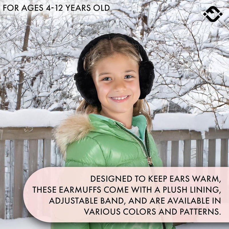 Funky Junque Winter Ear Muffs for Kids Girl Boy Fuzzy Cozy Warm Earmuffs Adjustable Cold Weather Ear Warmer Ages 4-12 - Image 2